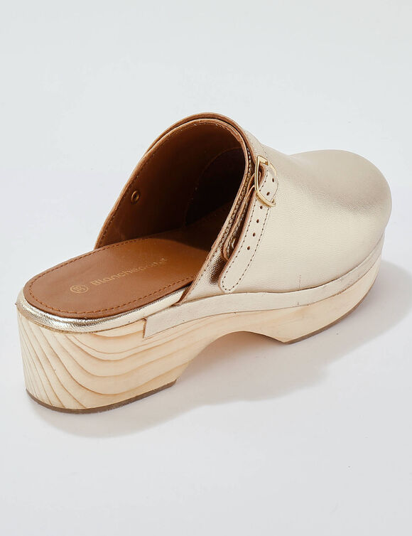 Sabots à talon cuir et bois (doré) Sabots à talon cuir et bois (doré)